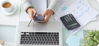 financial staff worker at desk
